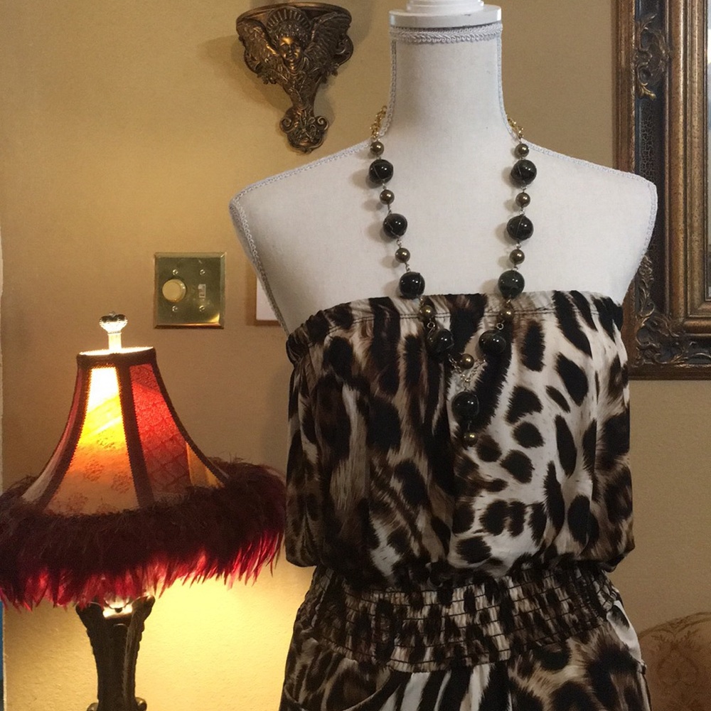 🧡NWOT🧡DRAMA GOLD🐆ANIMAL PRINT ROMPER/JUMPSUIT